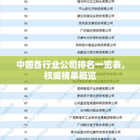 中國各行業(yè)公司排名一覽表，權威榜單概覽