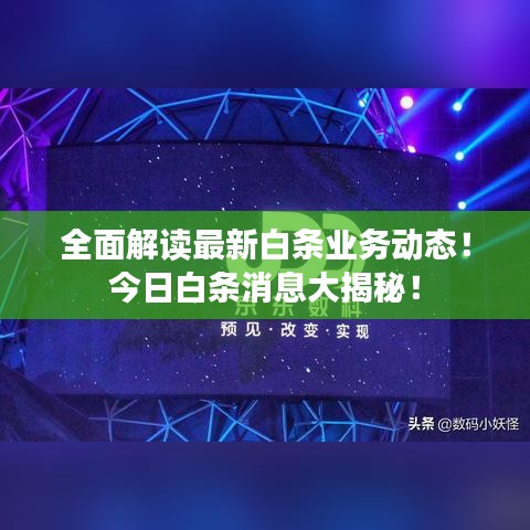 全面解讀最新白條業(yè)務(wù)動態(tài)！今日白條消息大揭秘！