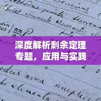 深度解析剩余定理專題，應(yīng)用與實(shí)踐探討